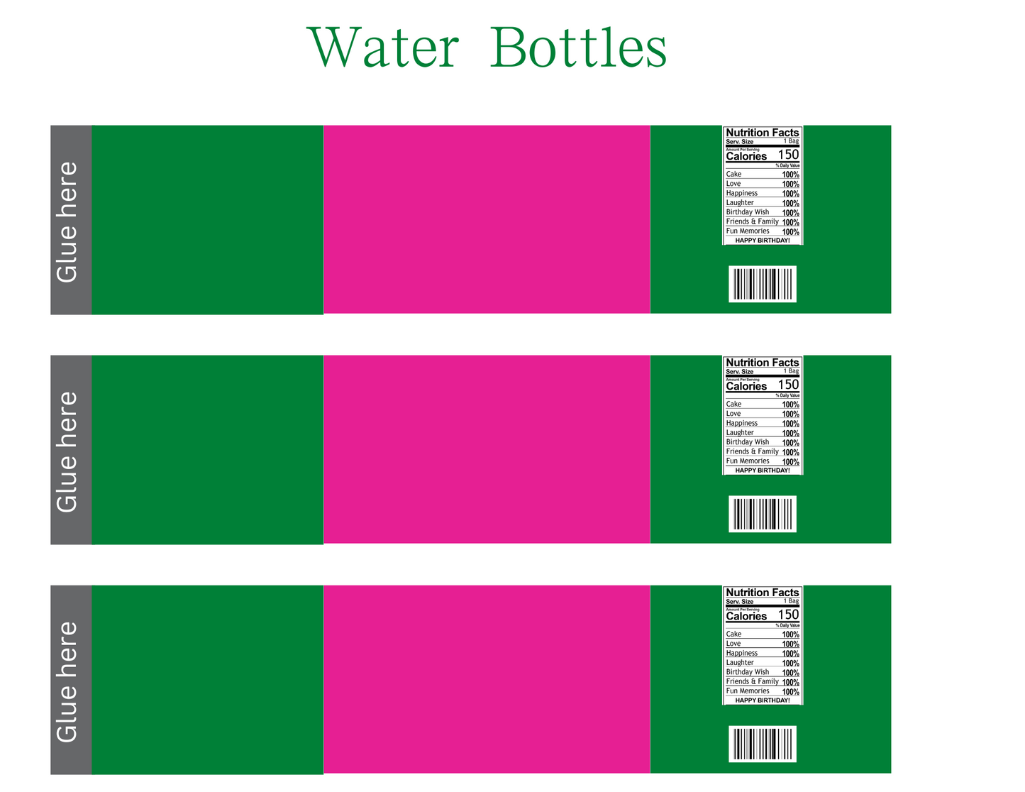 Water bottle template